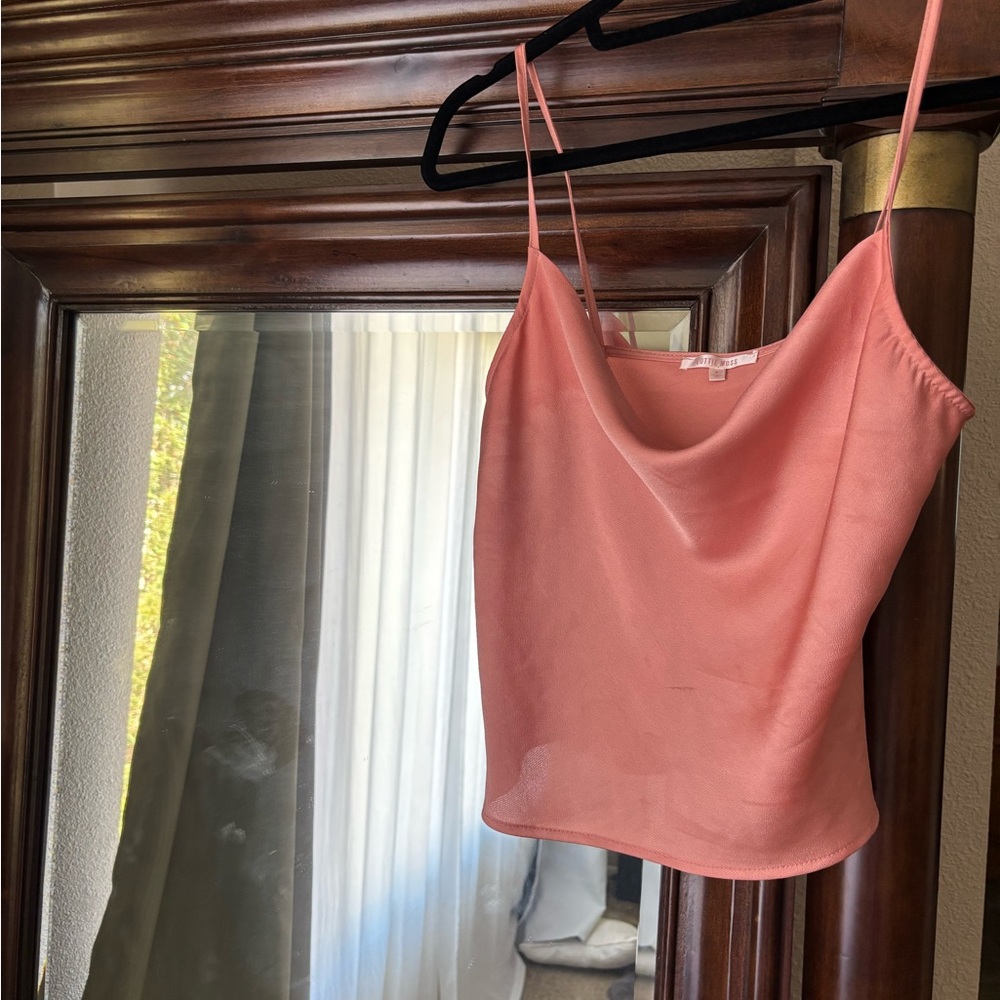 Cowl neck salmon blouse